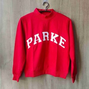 Red PARKe Lettered Mock-Neck Sweatshirt
